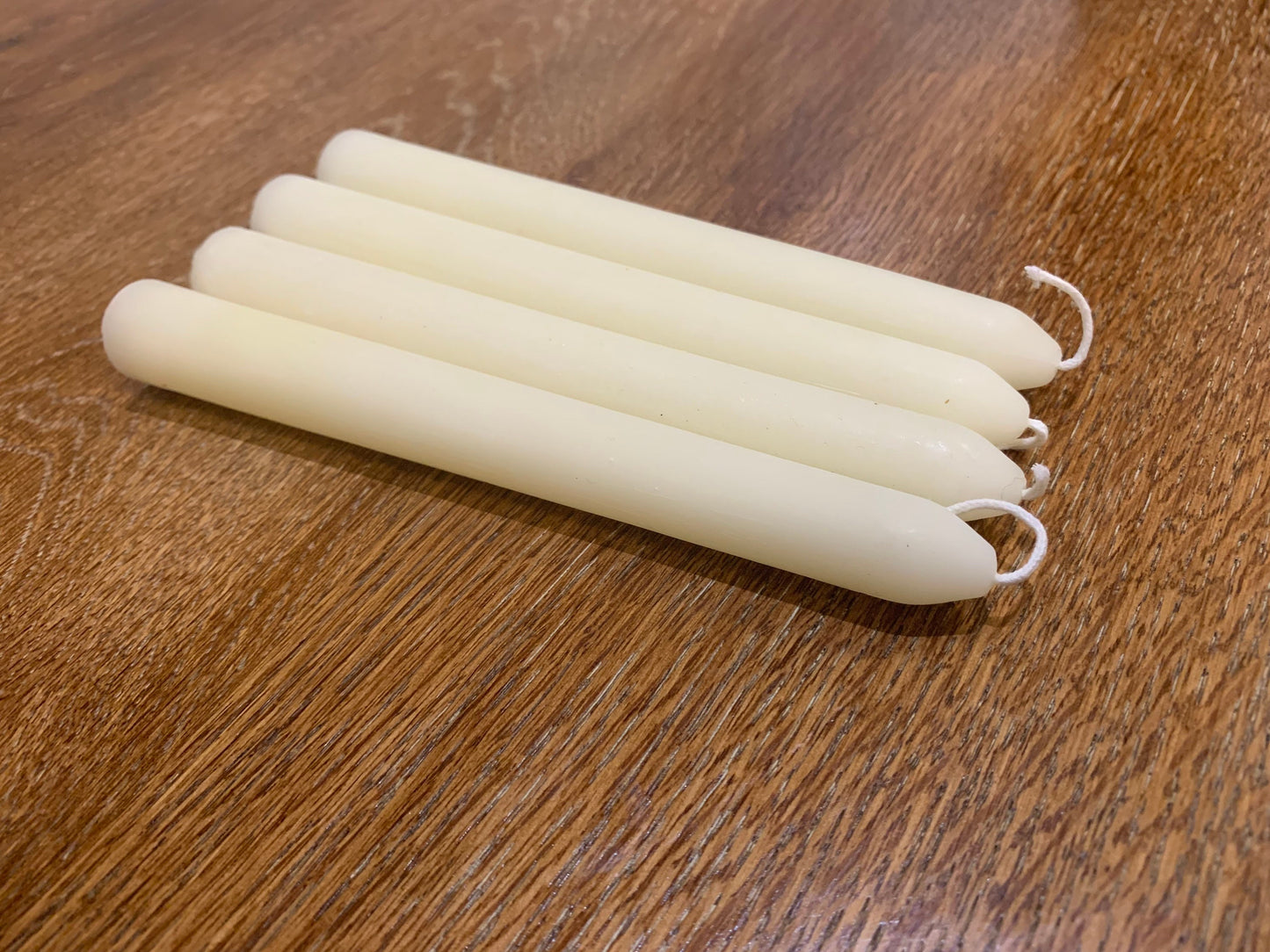 100 % Pure Beeswax Taper Candles ~ 7" Long ~ Set of 4 ~ White Beeswax ~ Yellow Beeswax ~ Hand poured with love.