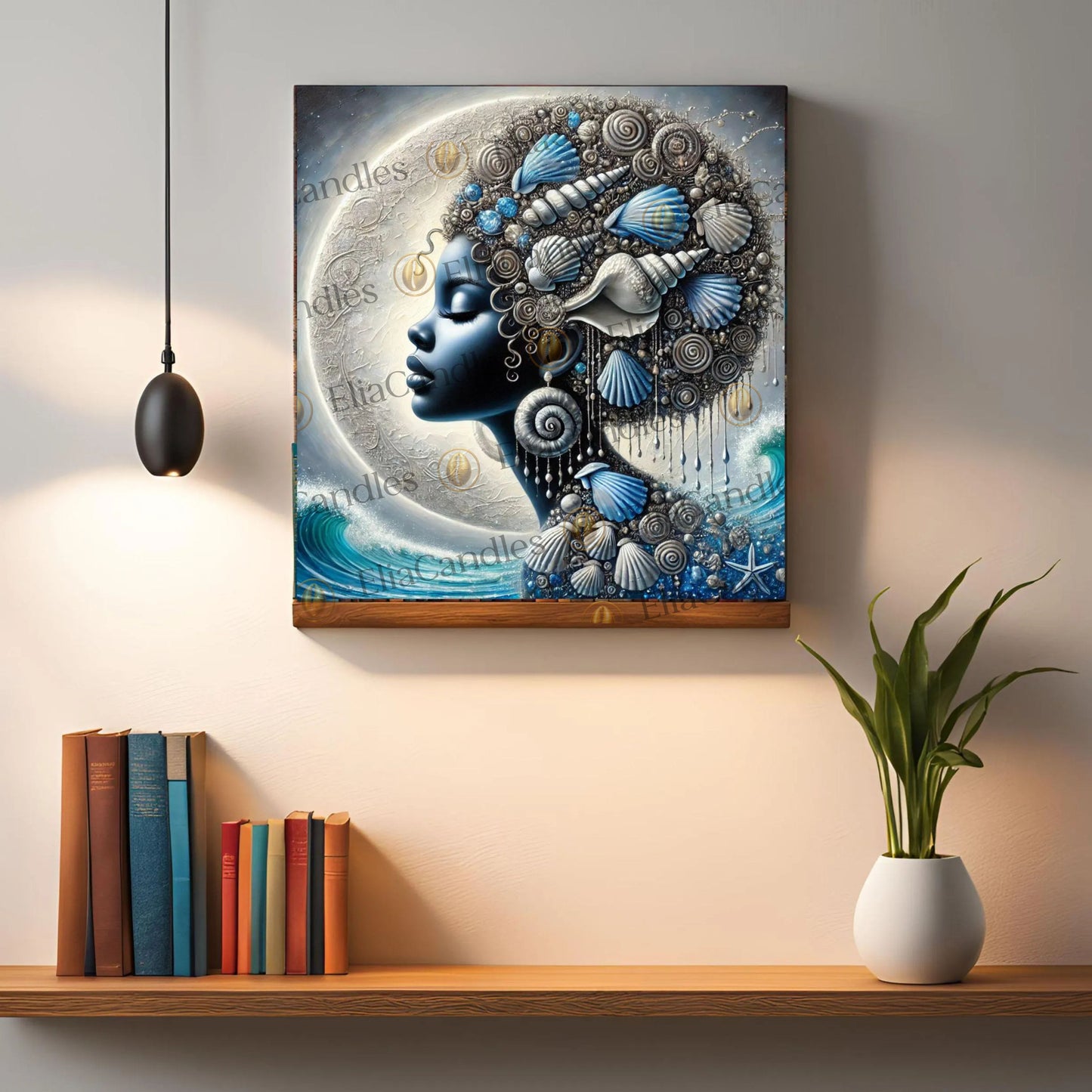 Yemaya Inspired Canvas, Yoruba Lukumi Wall Art, Regla de Osha-Ifa Wall Art. Orisha Yemaya Inspired Wall Art, Santeria Spiritual Gift