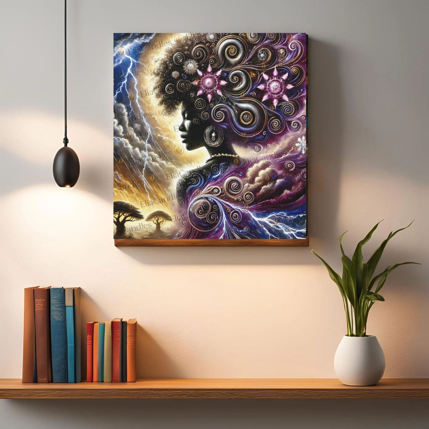 Oya Inspired Canvas. Yoruba Lukumi Wall Art. Regla de Osha-Ifa Wall Art. Santeria Wall Hanging Art, Orisha Oya Canvas, Spiritual Gift