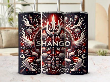 Shango Orisha 20oz Tumbler, Yoruba Divinity Art, Spiritual Gift, Afro-Caribbean God, Unique Sanyteria Beverage Cup, Orisha Shango Tumbler