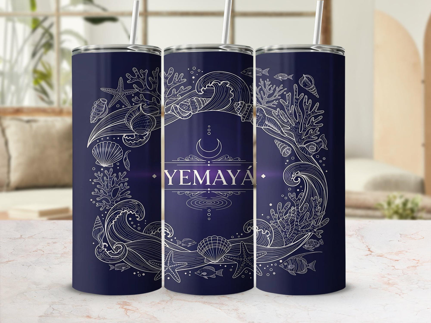 Yemayá 20oz Tumbler, Yoruba Lukumi Art Tumbler, Unique Spiritual Gift Sacred Spirituality Gift