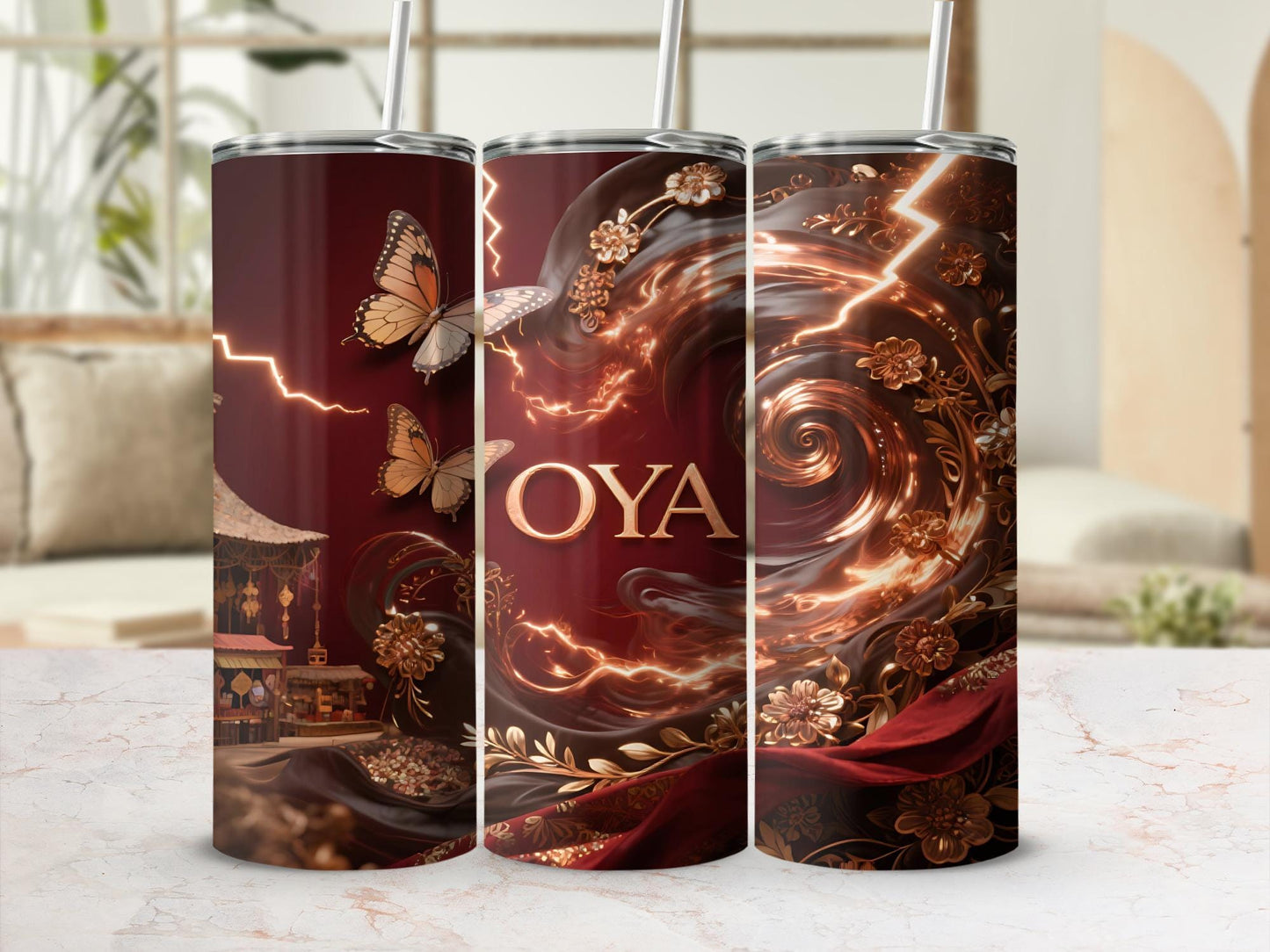 Oya Orisha Tumbler, Yansan Tumbler, African Spirituality Inspired, Yoruba Divine Feminine Cup, Powerful Orisha 20oz Tumbler, Santeria Art