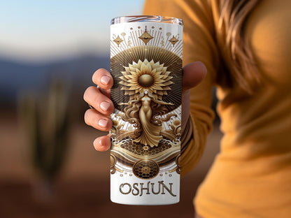 Oshun Tumbler, 20oz Iyalode Tumbler, African Yoruba Deity Gift, Santeria Art Tumbler