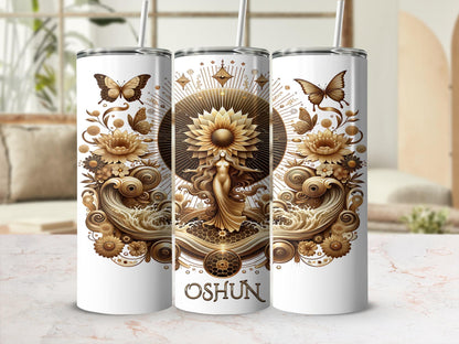 Oshun Tumbler, 20oz Iyalode Tumbler, African Yoruba Deity Gift, Santeria Art Tumbler