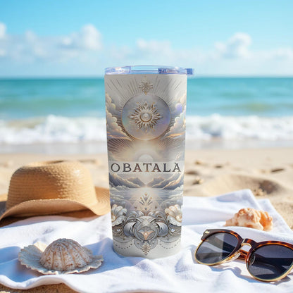 Obatala Tumbler, Obatala 20oz Tumbler, Yoruba Lukumi Drinkware, Sacred Spirituality Gift, Santeria Art