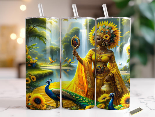 Oshun Tumbler, 20oz Orisha Tumbler, Iyalode Tumbler, African Yoruba Deity Gift, Santeria Art