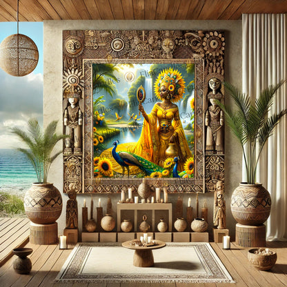 Oshun Panel de Trono, Yoruba Lukumi Inspired Wall Art Regla de Osha-Ifa Wall Art, Afro Cuban Art, Spiritual Gift, Iyalolde Wall Art