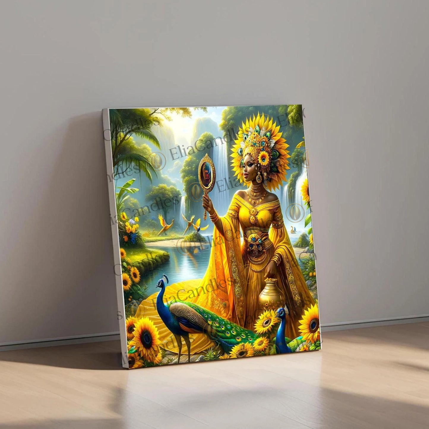 Orisha Oshun Wall Art Canva, Yoruba Lukumi Inspired Wall Art, Regla de Osha-Ifa Wall Art, Afro Cuban Art, Spiritual Gift, Oshun Canva Art