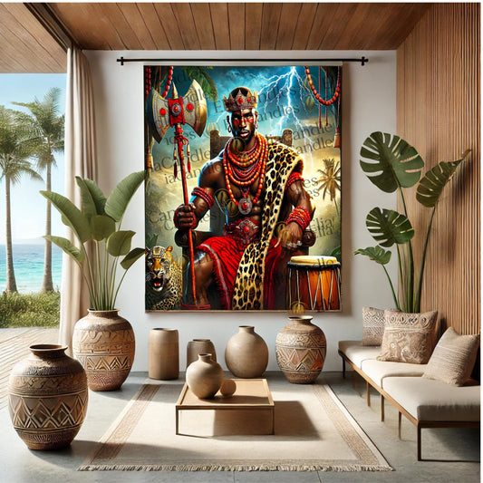 Shango Wall Art, Shango Panel de Trono, Yoruba Lukumi Inspired Wall Tapestry. Regla de Osha-Ifa Wall Art, Santeria Decor, Spiritual Gift