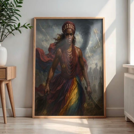 Orisha Oya Rolled Poster, Santeria Art Print, Yoruba Lukumi Goddess, African Spiritual Wall Decor, Oya Art, Religious Poster, Religious Gift