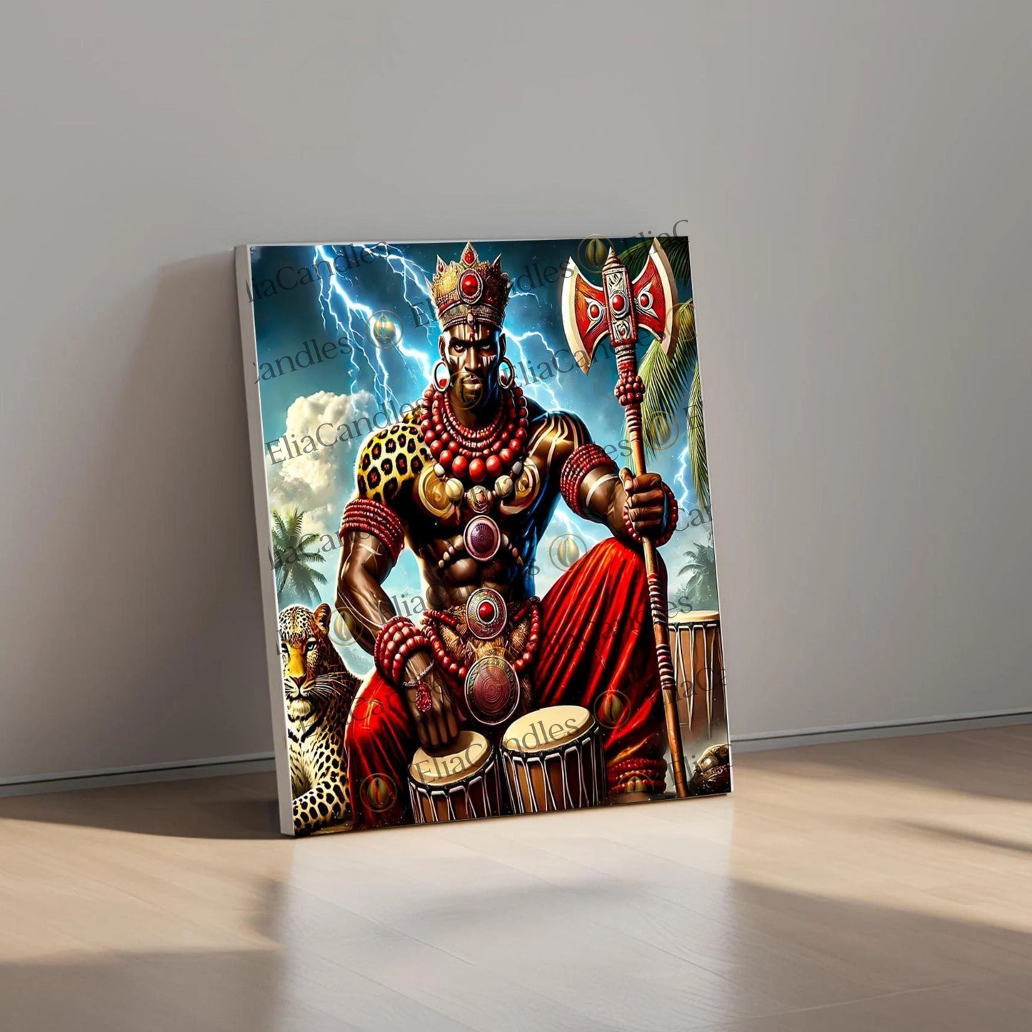 Shango Canvas Wall Art, Yoruba Lukumi Orisha Inspired Wall Art, Regla de Osha-Ifa Wall Art, Santeria Decor, Spiritual Gift, Shango Canvas