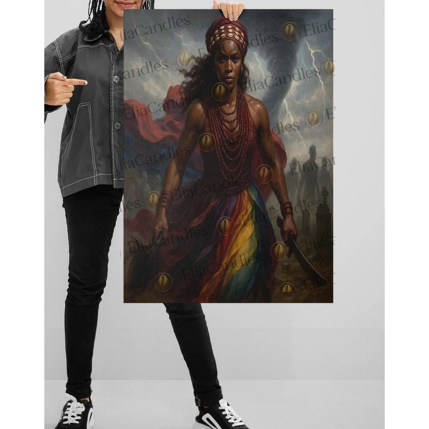 Orisha Oya Rolled Poster, Santeria Art Print, Yoruba Lukumi Goddess, African Spiritual Wall Decor, Oya Art, Religious Poster, Religious Gift