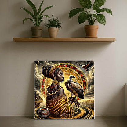 Oshun Ibu-Kole Canvas Wall Art, Oshun Ibu-Kole Wall Art, Regla de Osha Ifa Canvas Art, Santeria Wall Art, Yoruba Lukumi Wall Art, Panel de Trono