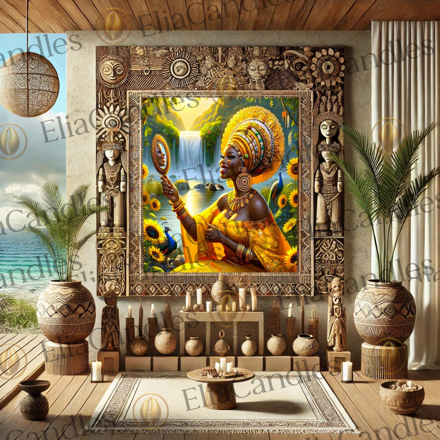 Orisha Oshun Wall Art. Yoruba Lukumi Inspired Wall Tapestry. Regla de Osha-Ifa Wall Art.