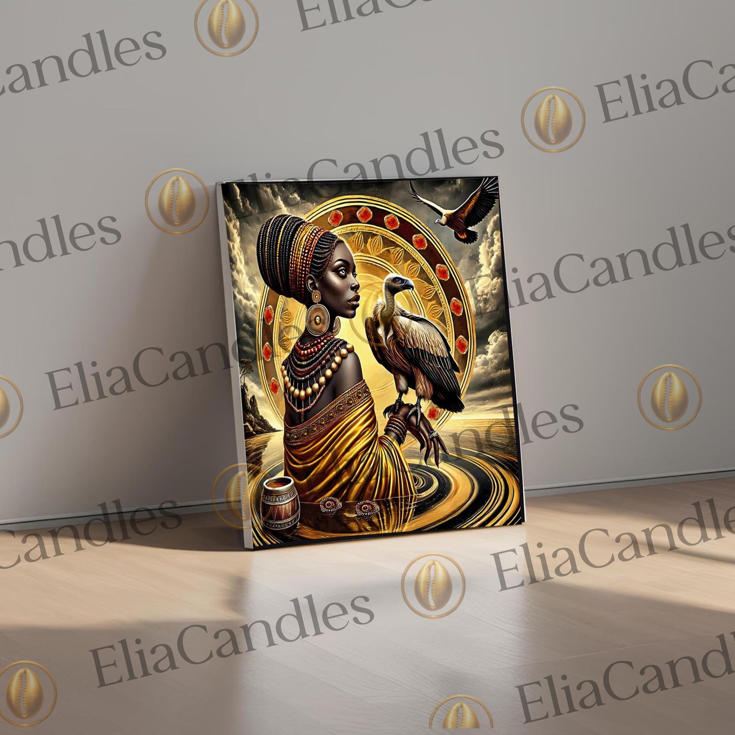 Oshun Ibu-Kole Canvas Wall Art, Oshun Ibu-Kole Wall Art, Regla de Osha Ifa Canvas Art, Santeria Wall Art, Yoruba Lukumi Wall Art, Panel de Trono