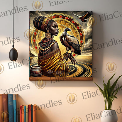 Oshun Ibu-Kole Canvas Wall Art, Oshun Ibu-Kole Wall Art, Regla de Osha Ifa Canvas Art, Santeria Wall Art, Yoruba Lukumi Wall Art, Panel de Trono
