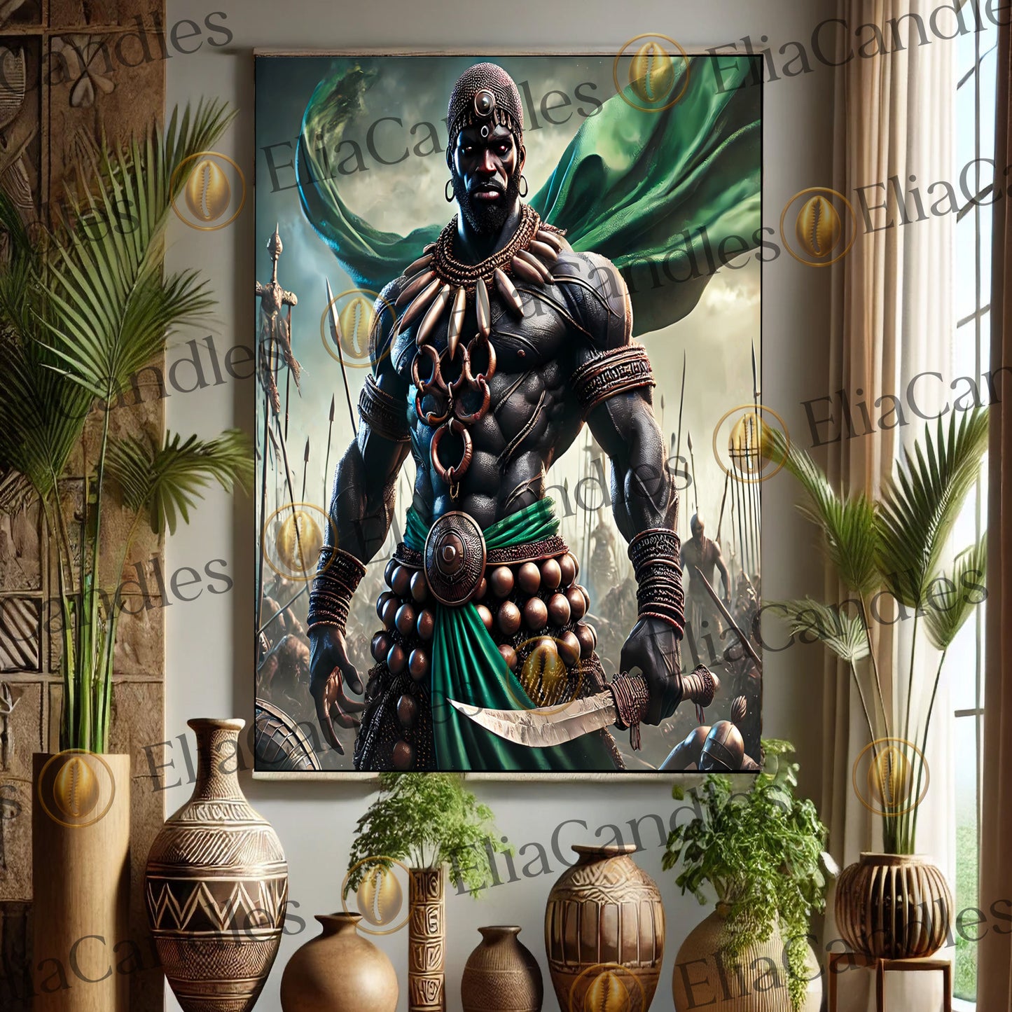Ogun Wall Art, Ogun Panel de Trono, Yoruba Lukumi Wall Art, Orisha Wall Art, Regla de Osha-Ifa Canva, Santeria Canva, Spiritual Gift