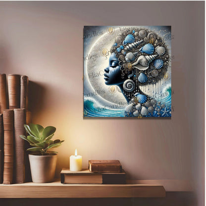 Yemaya Inspired Canvas, Yoruba  Lukumi Wall Art, Regla de Osha-Ifa Wall Art. Orisha Yemaya Inspired Wall Art, Santeria Spiritual Gift