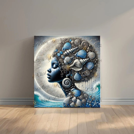 Yemaya Inspired Canvas, Yoruba  Lukumi Wall Art, Regla de Osha-Ifa Wall Art. Orisha Yemaya Inspired Wall Art, Santeria Spiritual Gift
