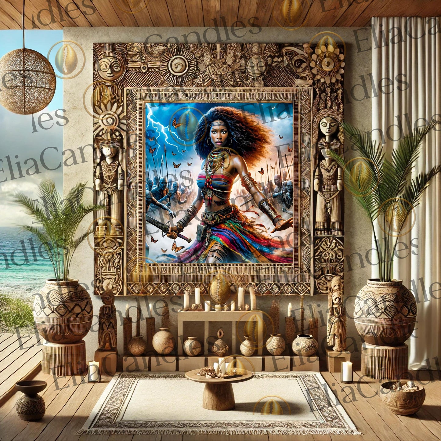 Panel de Trono de Oya . Yoruba Lukumi Inspired Wall Art. Regla de Osha-Ifa Wall Art. Santeria Wall Hanging Art, Oya Inspired Wall Art