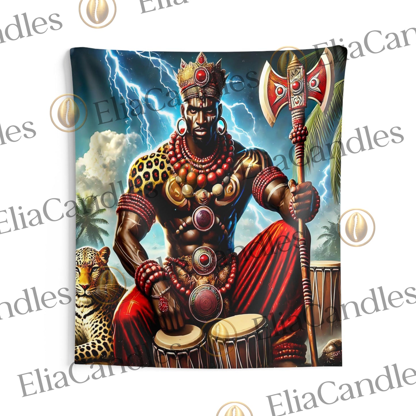 Shango Wall Art Panel de Trono, Yoruba Lukumi Inspired Wall Art Regla de Osha-Ifa Wall Art, Santeria Decor, Spiritual Gift