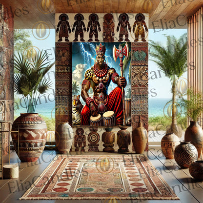 Shango Wall Art Panel de Trono, Yoruba Lukumi Inspired Wall Art Regla de Osha-Ifa Wall Art, Santeria Decor, Spiritual Gift