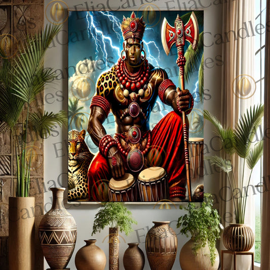 Shango Wall Art Panel de Trono, Yoruba Lukumi Inspired Wall Art Regla de Osha-Ifa Wall Art, Santeria Decor, Spiritual Gift