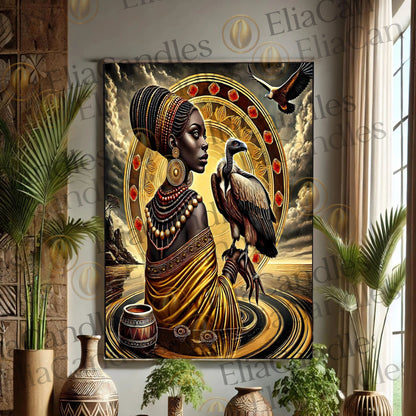 Oshun Ibukole Indoor Wall Art, Oshun Ibukole Panel de Trono, Regla de Osha Ifa Wall Art, Santeria Wall Art, Yoruba Lukumi Wall Art