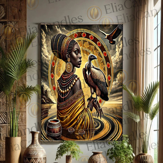 Oshun Ibukole Indoor Wall Art, Oshun Ibukole Panel de Trono, Regla de Osha Ifa Wall Art, Santeria Wall Art, Yoruba Lukumi Wall Art