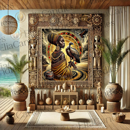 Oshun Ibukole Indoor Wall Art, Oshun Ibukole Panel de Trono, Regla de Osha Ifa Wall Art, Santeria Wall Art, Yoruba Lukumi Wall Art