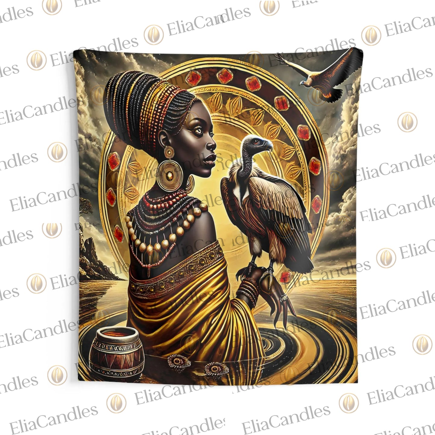 Oshun Ibukole Indoor Wall Art, Oshun Ibukole Panel de Trono, Regla de Osha Ifa Wall Art, Santeria Wall Art, Yoruba Lukumi Wall Art