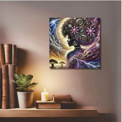 Oya Inspired Canvas. Yoruba Lukumi Wall Art. Regla de Osha-Ifa Wall Art. Santeria Wall Hanging Art, Orisha Oya Canvas, Spiritual Gift