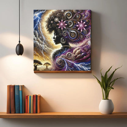 Oya Inspired Canvas. Yoruba Lukumi Wall Art. Regla de Osha-Ifa Wall Art. Santeria Wall Hanging Art, Orisha Oya Canvas, Spiritual Gift