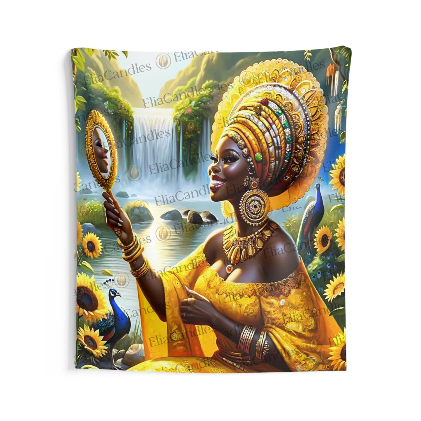 Orisha Oshun Wall Art. Yoruba Lukumi Inspired Wall Tapestry. Regla de Osha-Ifa Wall Art.