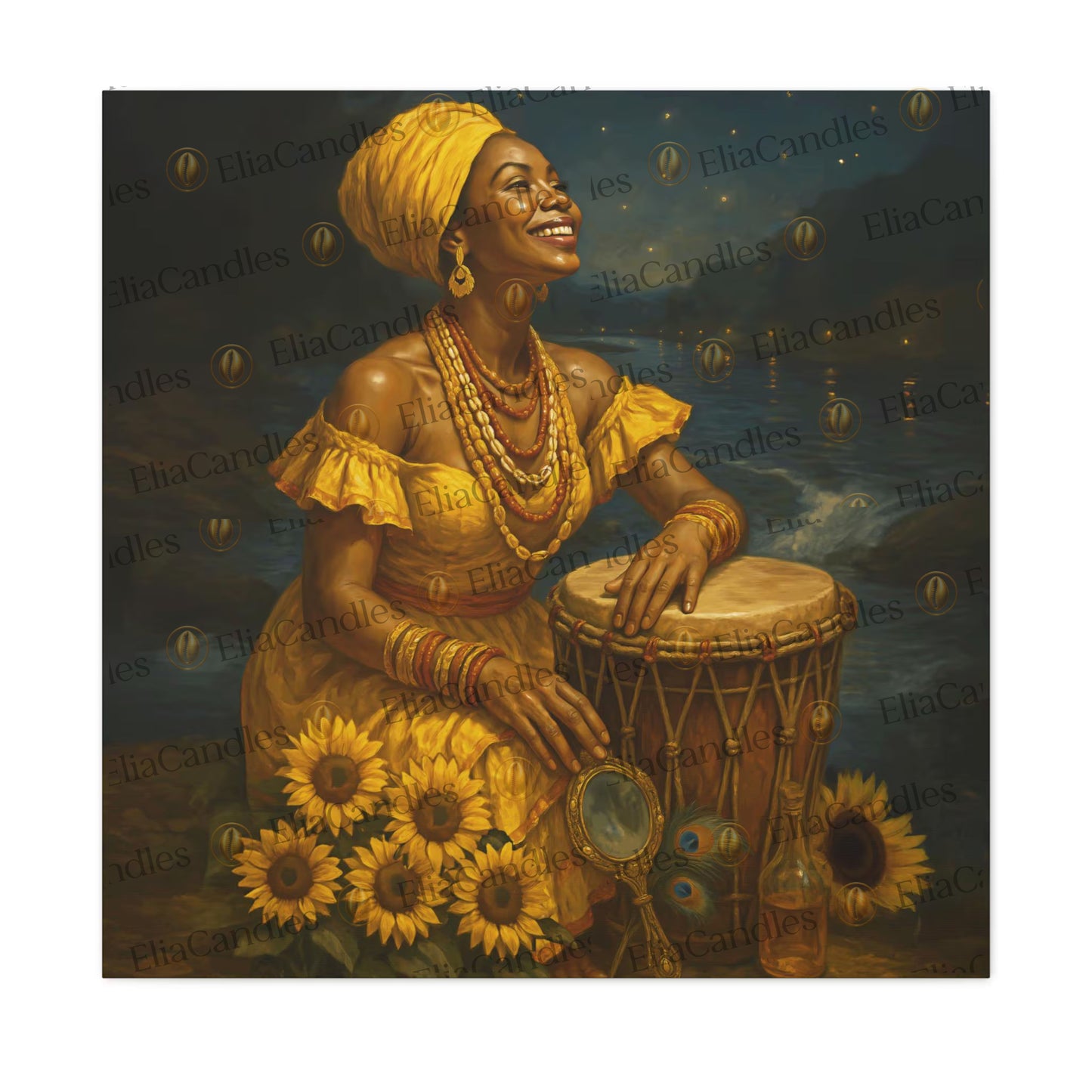 Oshun Ibu Aña Canvas, Yoruba Lukumi Inspired Wall Art, Regla de Osha-Ifa Wall Art, Spiritual Gift, Iyalolde Wall Art,