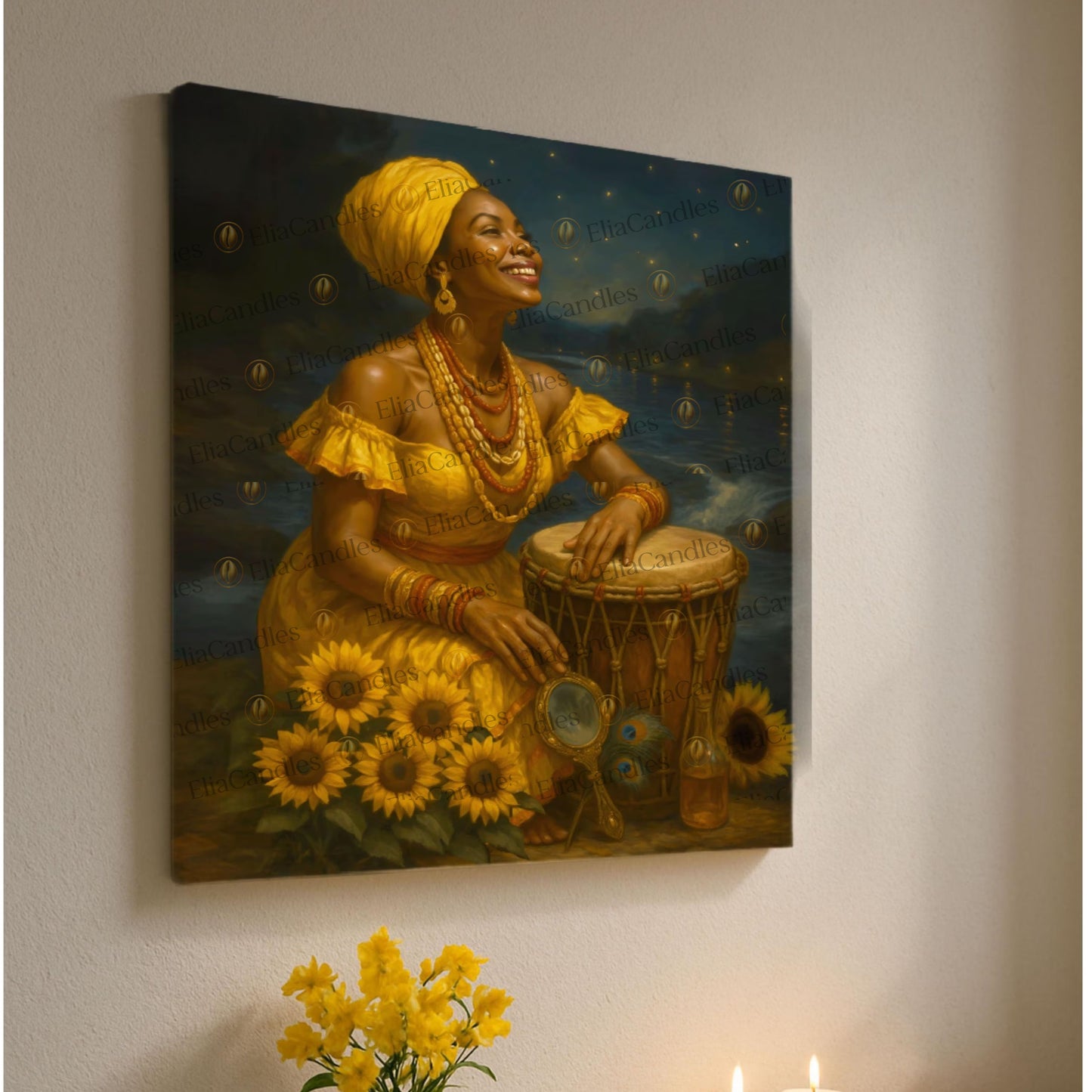 Oshun Ibu Aña Canvas, Yoruba Lukumi Inspired Wall Art, Regla de Osha-Ifa Wall Art, Spiritual Gift, Iyalolde Wall Art,