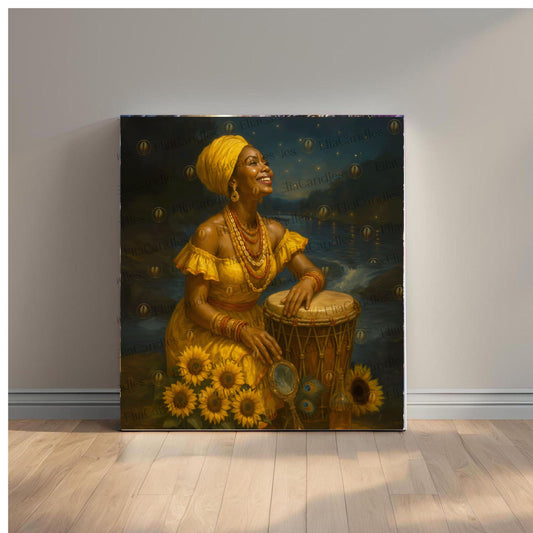 Oshun Ibu Aña Canvas, Yoruba Lukumi Inspired Wall Art, Regla de Osha-Ifa Wall Art, Spiritual Gift, Iyalolde Wall Art,