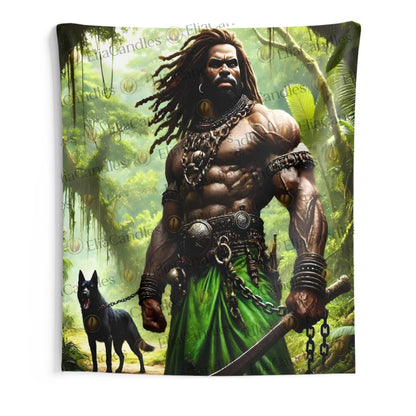 Ogun Wall Art. Yoruba Lukumi Inspired Wall Tapestry. Regla de Osha-Ifa Wall Art.