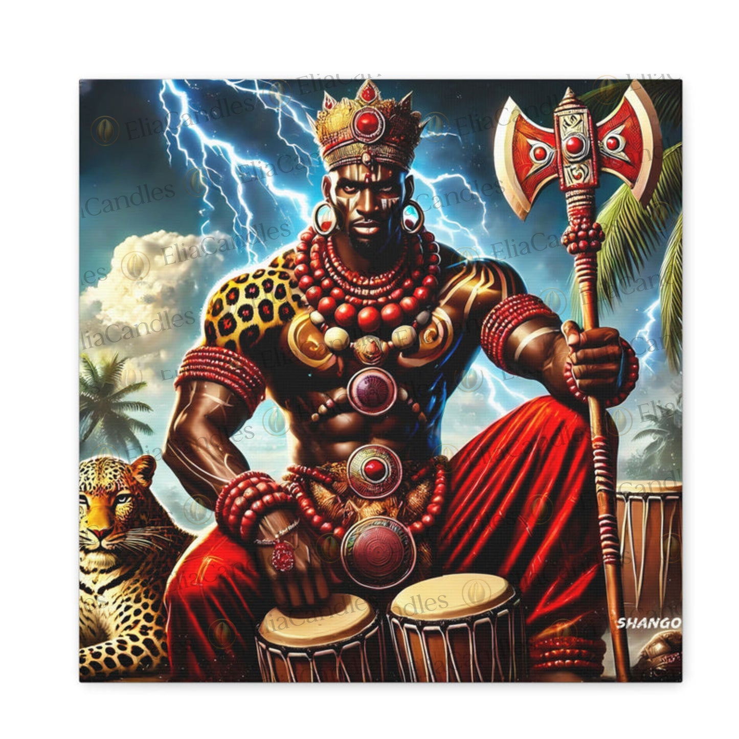 Shango Canvas Wall Art, Yoruba Lukumi Orisha Inspired Wall Art, Regla de Osha-Ifa Wall Art, Santeria Decor, Spiritual Gift, Shango Canvas
