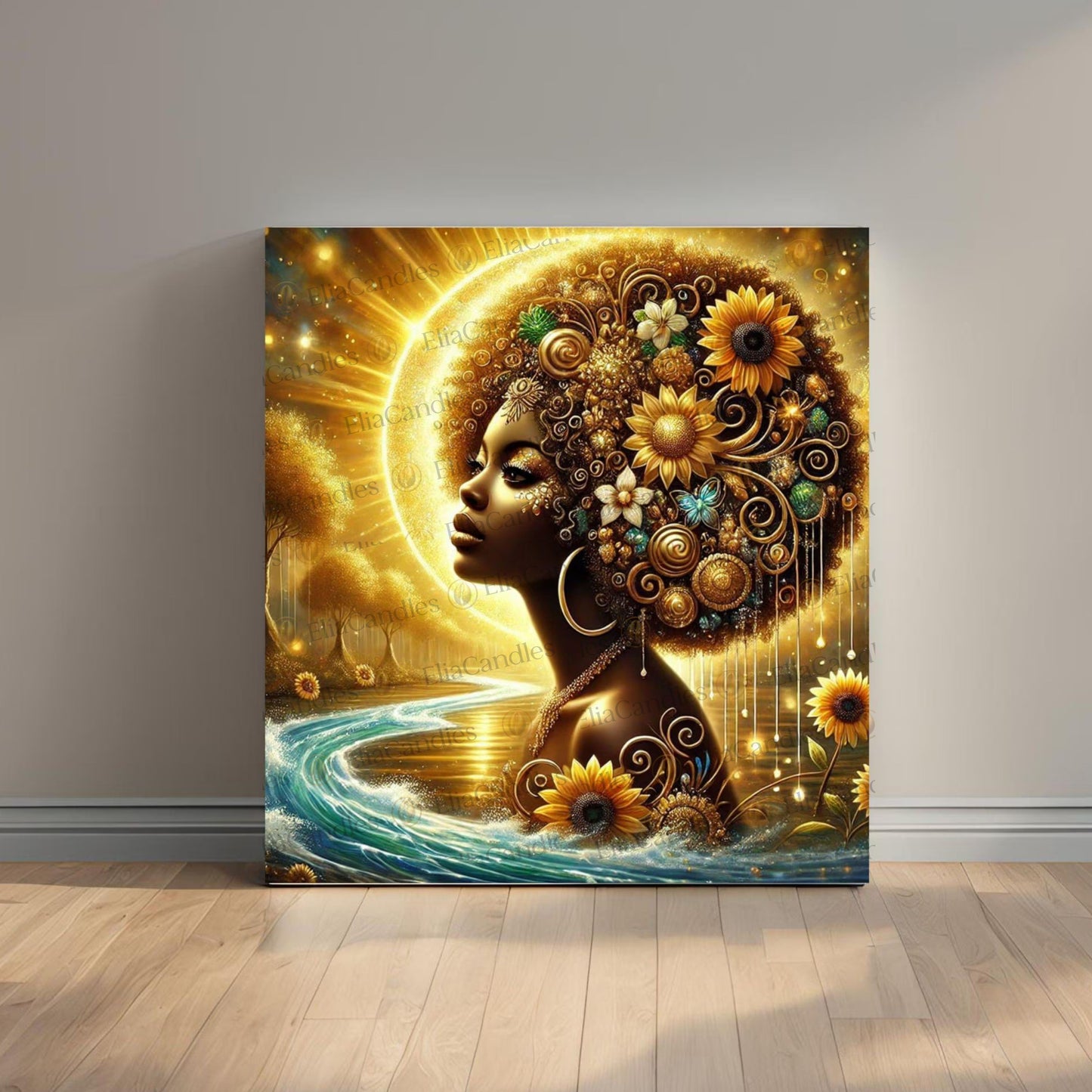 Oshun Inspired Canvas, Afro Cuban Roots Inspired Canvas, Orisha Inspired Canvas, Regla de Osha-Ifa Wall Art, Santeria Canvas, Spiritual Gift