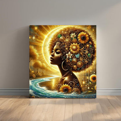 Oshun Inspired Canvas, Afro Cuban Roots Inspired Canvas, Orisha Inspired Canvas, Regla de Osha-Ifa Wall Art, Santeria Canvas, Spiritual Gift