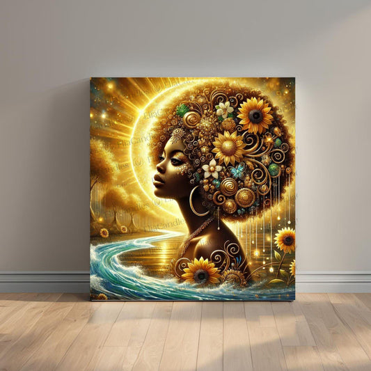Oshun Inspired Canvas, Afro Cuban Roots Inspired Canvas, Orisha Inspired Canvas, Regla de Osha-Ifa Wall Art, Santeria Canvas, Spiritual Gift
