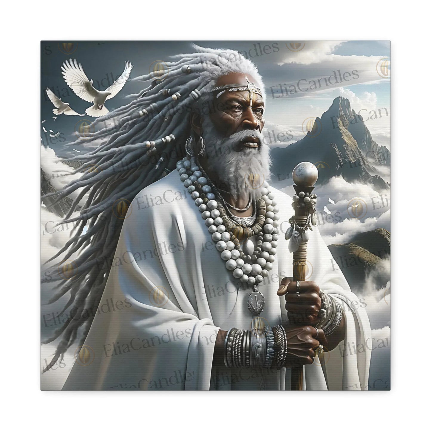 Obatala Orisha Canvas Art, Yoruba Lukumi Inspired Wall Art. Regla de Osha-Ifa Wall Art, Santeria Canva, Spiritual Gift