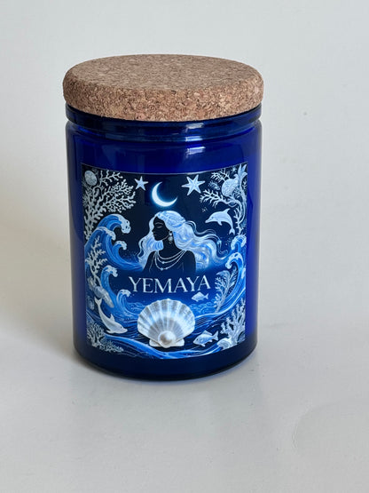 Yemaya Candle, Orisha Yemaya Inspired Candle, 12 oz Handpoured Soy Scented Candle, Yemaya Ritual Candle, Santeria Candle, Oni Yemaya Candle