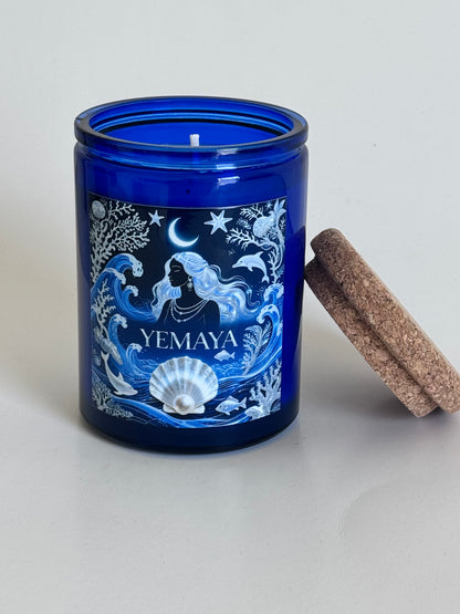 Yemaya Candle, Orisha Yemaya Inspired Candle, 12 oz Handpoured Soy Scented Candle, Yemaya Ritual Candle, Santeria Candle, Oni Yemaya Candle
