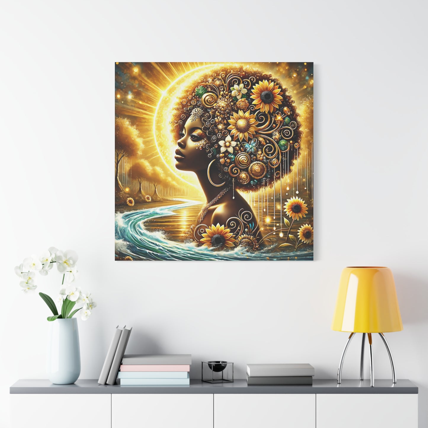Oshun Inspired Canvas, Afro Cuban Roots Inspired Canvas, Orisha Inspired Canvas, Regla de Osha-Ifa Wall Art, Santeria Canvas, Spiritual Gift