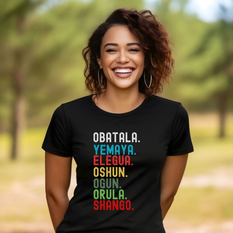 7 Potencias Africanas T-shirt, Yoruba Lukumi Shirts, Santeria Shirts, Regla de Osha-Ifa T-shirts, Afro Cuban Shirts, Orishas T-shirts