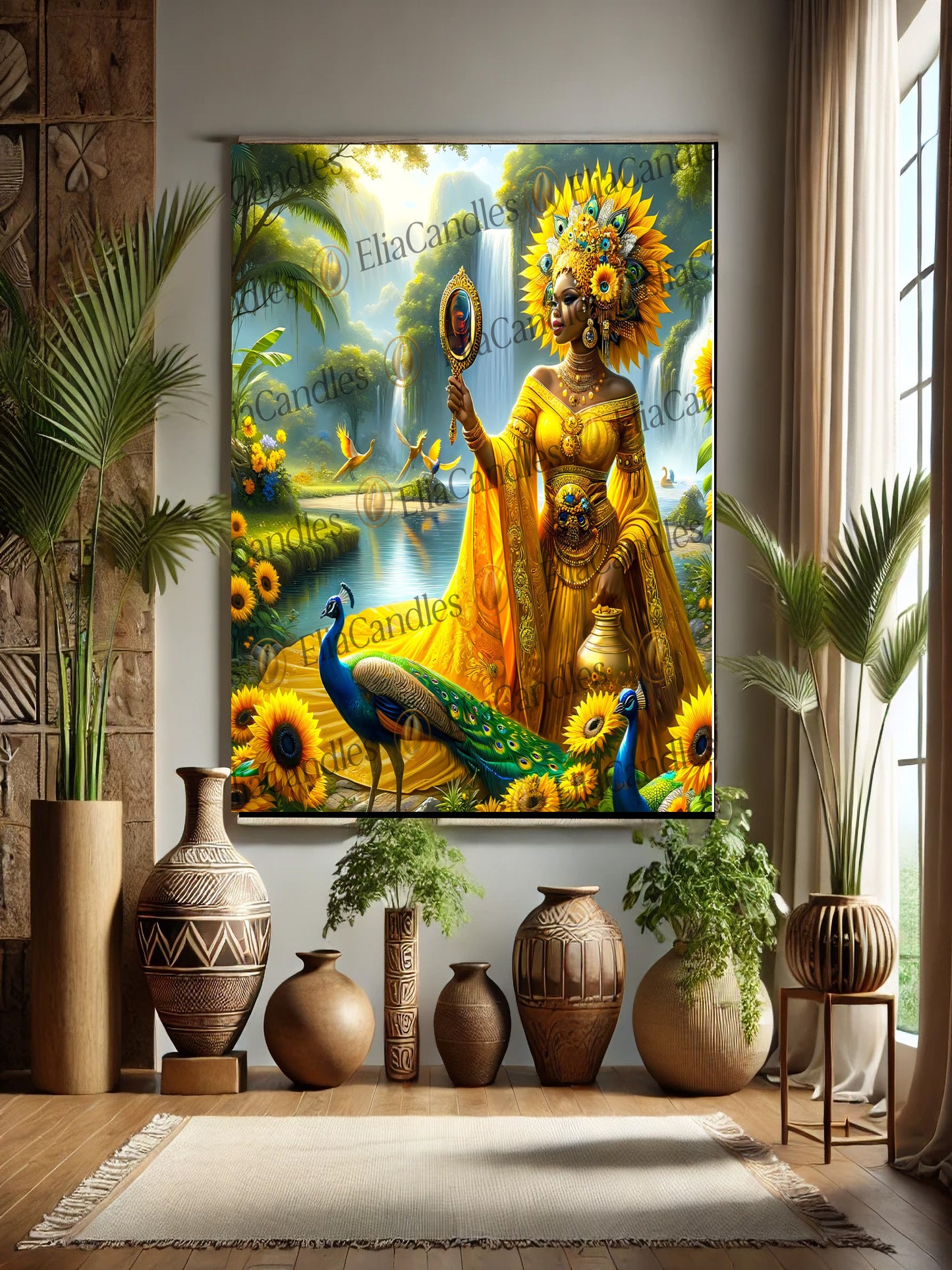 Oshun Panel de Trono, Yoruba Lukumi Inspired Wall Art Regla de Osha-Ifa Wall Art, Afro Cuban Art, Spiritual Gift, Iyalolde Wall Art
