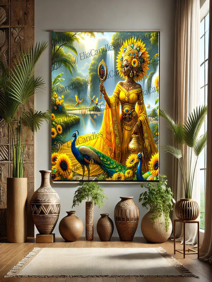 Oshun Panel de Trono, Yoruba Lukumi Inspired Wall Art Regla de Osha-Ifa Wall Art, Afro Cuban Art, Spiritual Gift, Iyalolde Wall Art