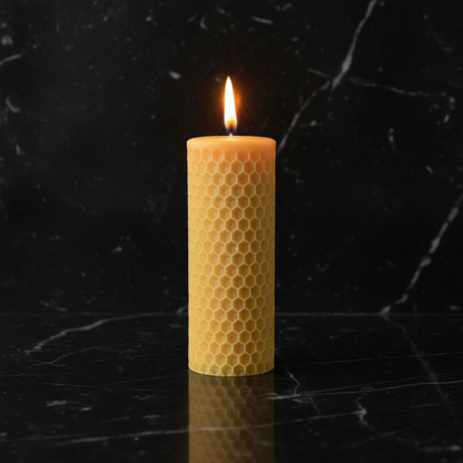Pure Beeswax Honeycomb Pillar Candle ~ White Beeswax ~ Natural Yellow Beeswax ~ Centerpiece Candle ~ Natural Scent~  Hand poured candle.